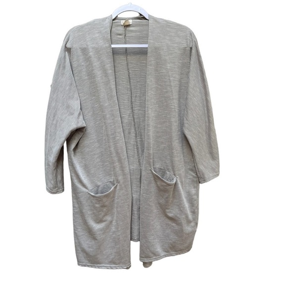DONNI Anthropologie Open‎ Front Cardigan Gray Grey Ribbed Long Sleeve Sweater OS - Picture 1 of 5